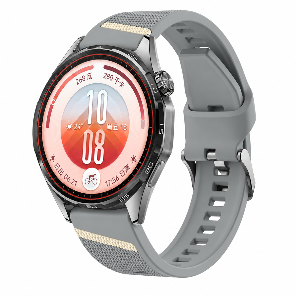 Sneezy Huawei Watch GT 7 46mm Uyumlu Slash Örgü Desenli Sportif Silikon Saat Kordonu