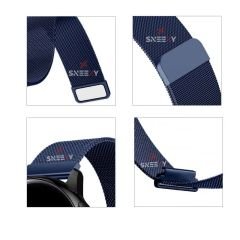 Amazfit Watch GTR 3 Pro-GTR 3-GTR 2e-GTS 2-GTR 47mm 22mm Uyumlu Woven Wire Metal Hasır Kordon Lacivert