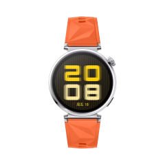 Sneezy Huawei Watch GT5 41mm İle Uyumlu Prism Metal Tokalı Soft Yumuşak Silikon Kordon Turuncu