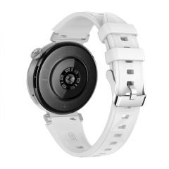 Sneezy Huawei Watch GT4 41mm İle Uyumlu Prism Metal Tokalı Soft Yumuşak Silikon Kordon Beyaz