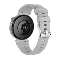 Sneezy Huawei Watch GT4 41mm İle Uyumlu Prism Metal Tokalı Soft Yumuşak Silikon Kordon Gri
