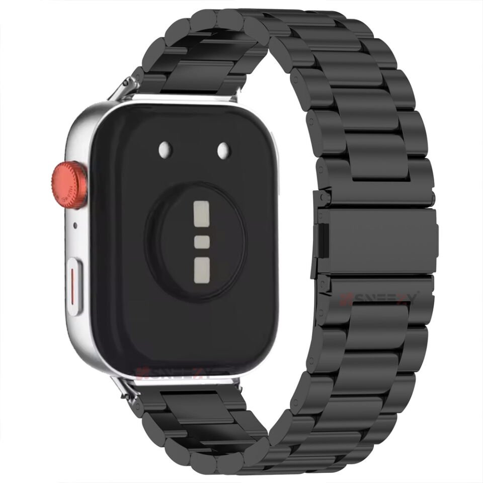 Huawei Watch Fit 3 İle Uyumlu Ironweft Paslanmaz Döküm Çelik Metal Kordon - Dayanıklı ve Şık Siyah