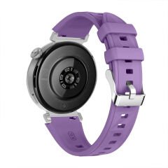 Sneezy Huawei Watch GT4 41mm İle Uyumlu Prism Metal Tokalı Soft Yumuşak Silikon Kordon Lila