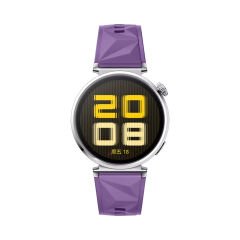 Sneezy Huawei Watch GT4 41mm İle Uyumlu Prism Metal Tokalı Soft Yumuşak Silikon Kordon Lila