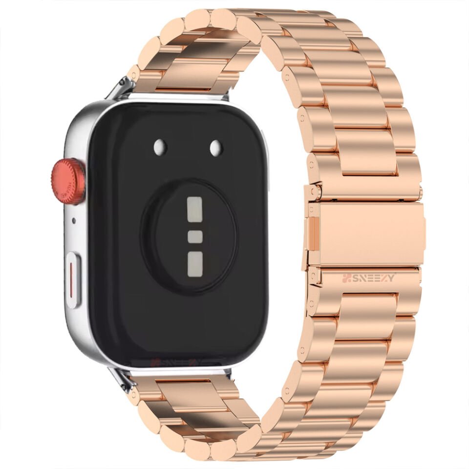 Huawei Watch Fit 3 İle Uyumlu Ironweft Paslanmaz Döküm Çelik Metal Kordon - Dayanıklı ve Şık Rose Gold