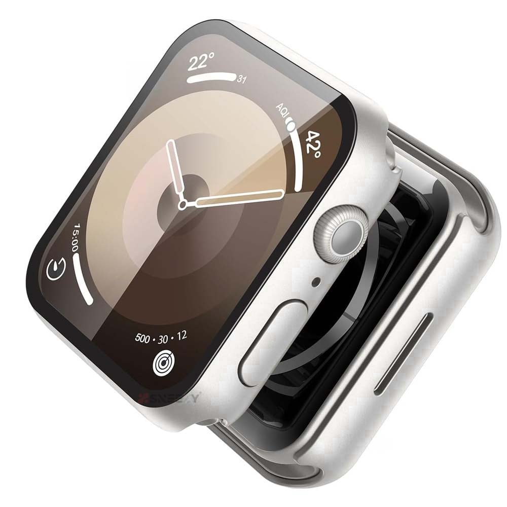 Apple Watch 45MM 7-8-9 SE Seri Uyumlu Starlight 360 Derece Koruma ve Temperli Cam Ekran Koruyucu