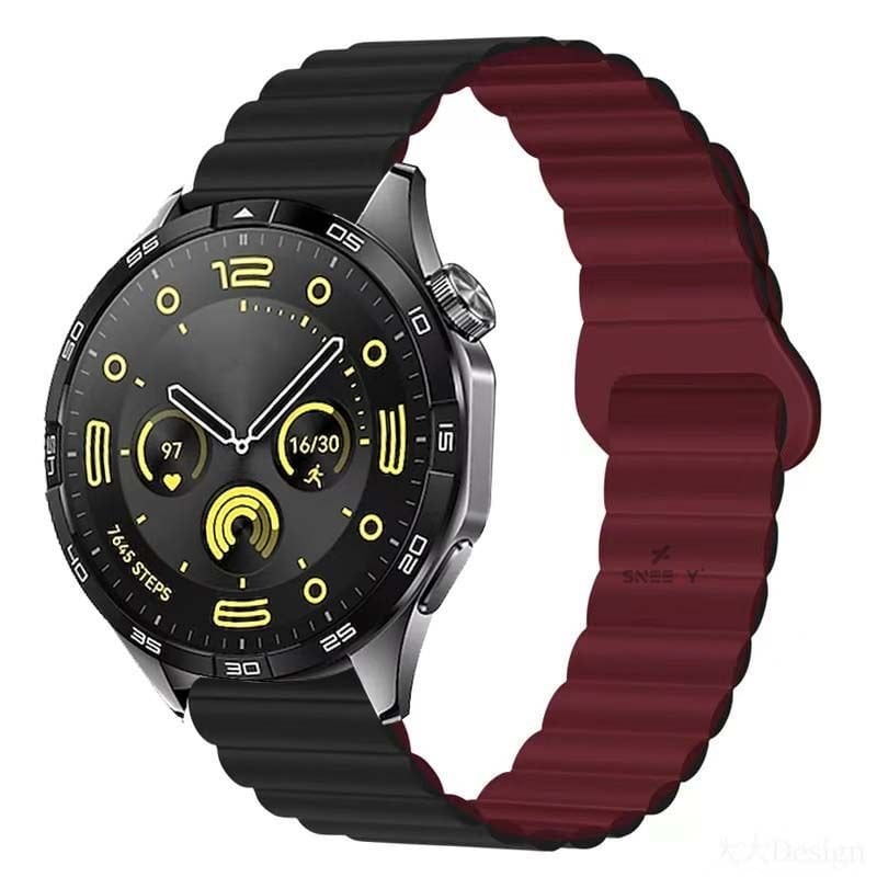 Honor Magic Watch 2 – Watch Magic – Watch Gs3 22mm Uyumlu Harmony Duo Magnetik Silikon Kordon Siyah - Kırmızı - Siyah - Kırmızı
