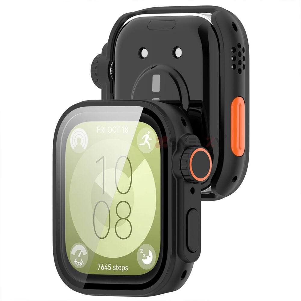 Huawei Watch Fit 3 İle Uyumlu Kasa ve Ekran Koruyucu Watch Ultra Saat Görünüm'e Dönüştürücü Siyah