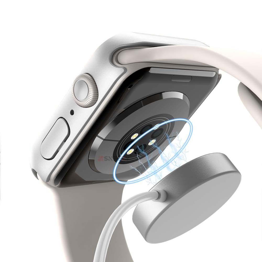 Apple Watch 45MM 7-8-9 SE Seri Uyumlu Starlight 360 Derece Koruma ve Temperli Cam Ekran Koruyucu Gümüş