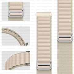 Samsung Galaxy Watch 46mm R800 – Watch 3 45mm R840 22mm Uyumlu Frost Alpine Loop Kordon Starlight