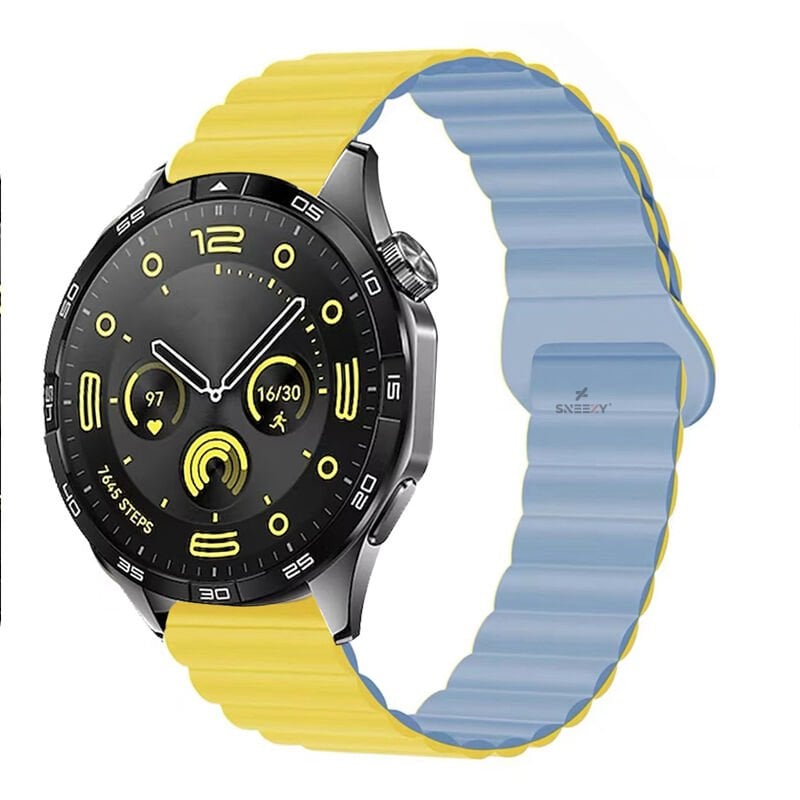 Honor Magic Watch 2 – Watch Magic – Watch Gs3 22mm Uyumlu Harmony Duo Magnetik Silikon Kordon Sarı - Sarı