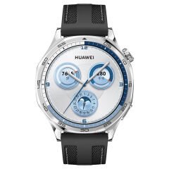 Sneezy Huawei Watch GT5 Pro 46mm ile Uyumlu Metal Tokalı Dikiş Detaylı Şık Dokuma Silikon Kordon Siyah