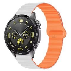 Honor Magic Watch 2 – Watch Magic – Watch Gs3 22mm Uyumlu Harmony Duo Magnetik Silikon Kordon Beyaz - Turuncu