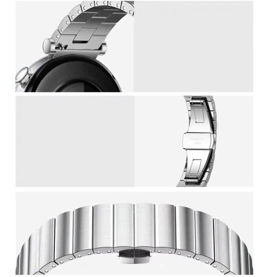 Sneezy Mi Watch S4 41mm İle Uyumlu Renk Detaylı 18mm Paslanmaz Çelik Metal Kordon Kayış