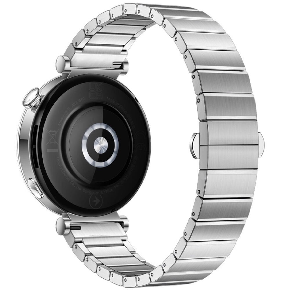 Sneezy Mi Watch S4 41mm İle Uyumlu Renk Detaylı 18mm Paslanmaz Çelik Metal Kordon Kayış Gümüş