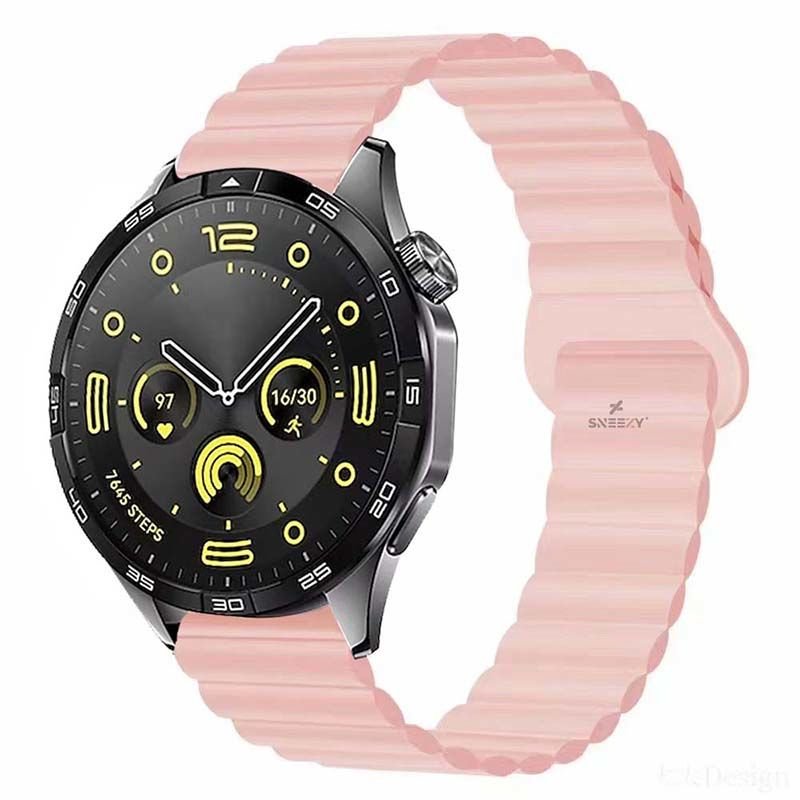 Amazfit Watch GTR 3 Pro-GTR 3-GTR 2e-GTS 2-GTR 47mm 22mm Uyumlu Harmony Duo Magnetik Silikon Kordon Pembe - Pembe