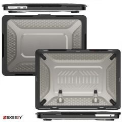 MacBook Pro 16.2 İnç Kılıf M1-M2-M3 A2485-A2780-A2991 Zırh Özellikli Dayanıklı Koruyucu Sert Kılıf Siyah Set-2