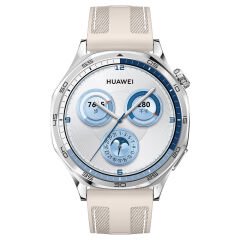 Sneezy Huawei Watch GT4 46mm ile Uyumlu Metal Tokalı Dikiş Detaylı Şık Dokuma Silikon Kordon Starlight