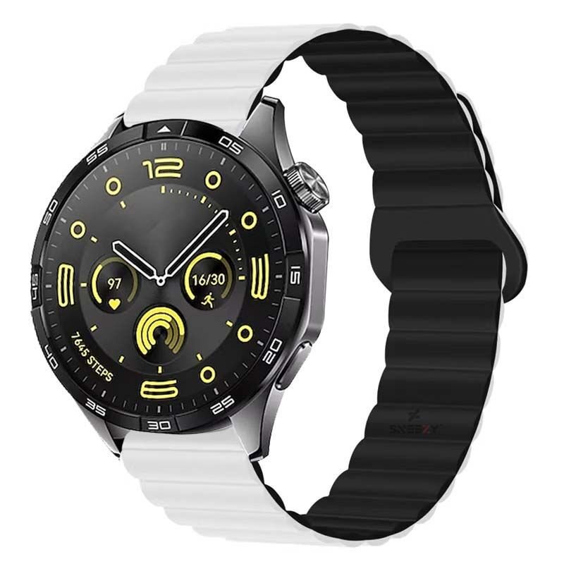 Amazfit Watch GTR 3 Pro-GTR 3-GTR 2e-GTS 2-GTR 47mm 22mm Uyumlu Harmony Duo Magnetik Silikon Kordon Beyaz - Siyah - Beyaz - Siyah