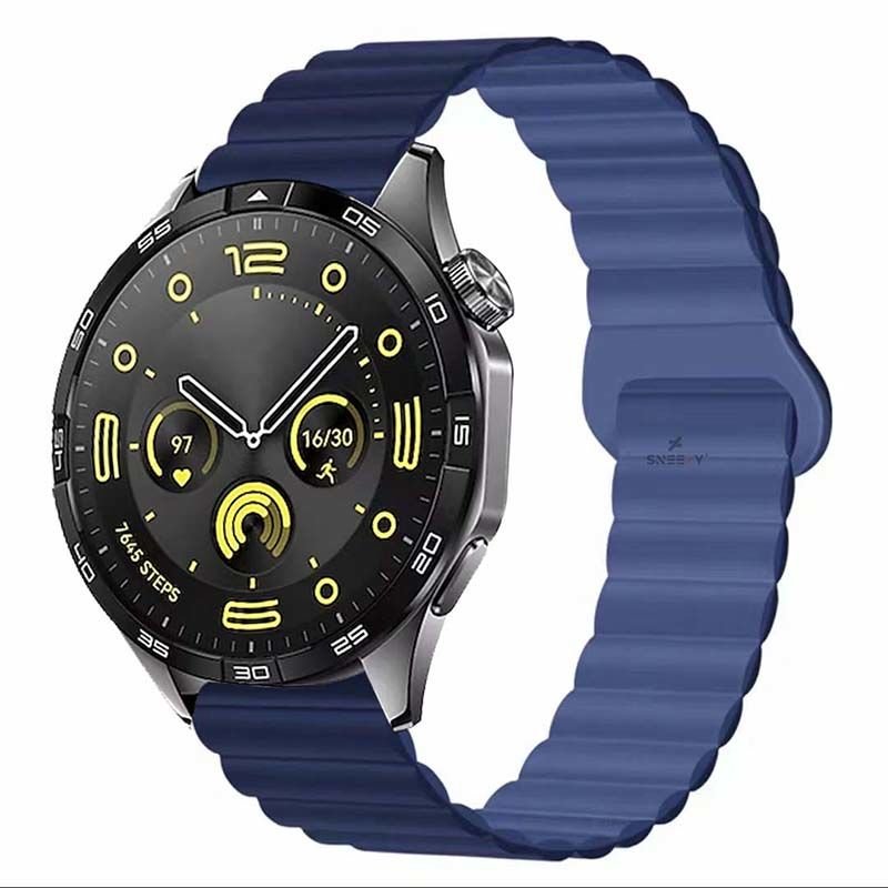 Amazfit Watch GTR 3 Pro-GTR 3-GTR 2e-GTS 2-GTR 47mm 22mm Uyumlu Harmony Duo Magnetik Silikon Kordon Koyu Mavi