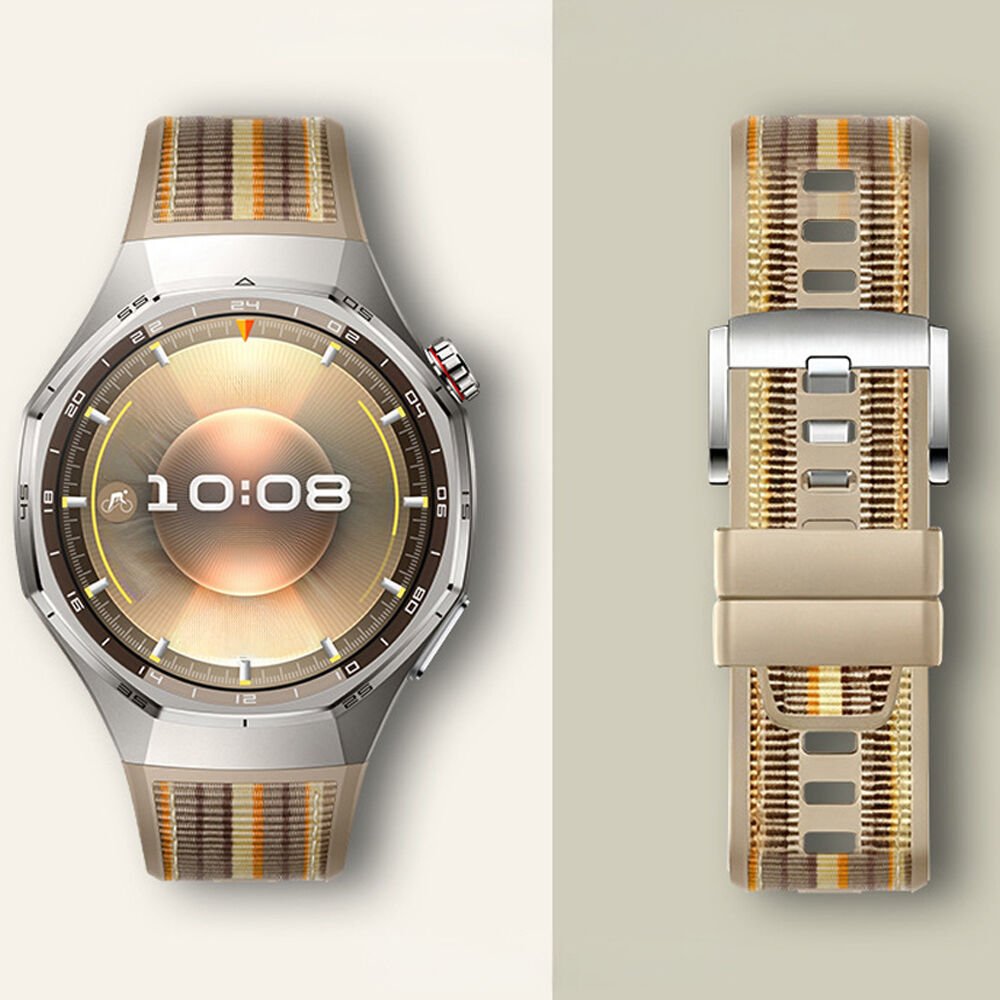 Huawei Watch GT6 Pro 46mm İle Uyumlu Örgü Desen Metal Tokalı Silikon Akıllı Saat Kordonu