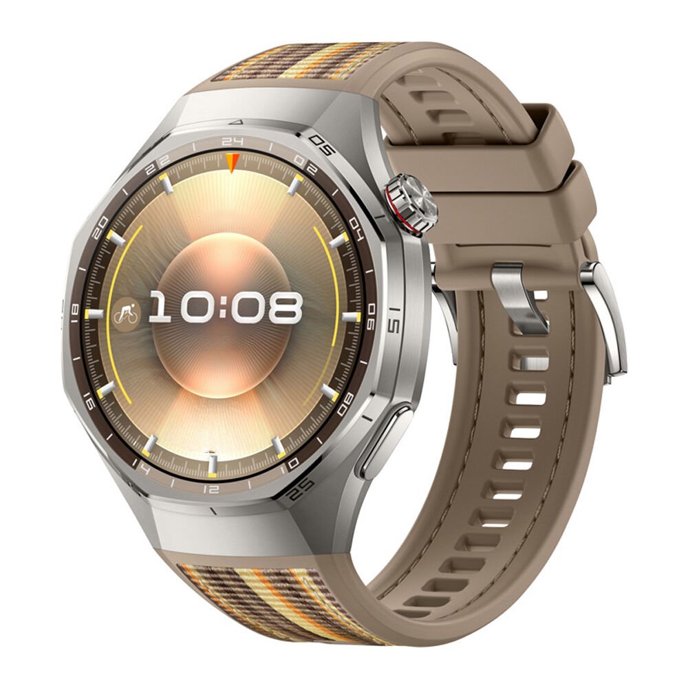 Huawei Watch GT6 Pro 46mm İle Uyumlu Örgü Desen Metal Tokalı Silikon Akıllı Saat Kordonu Kahverengi