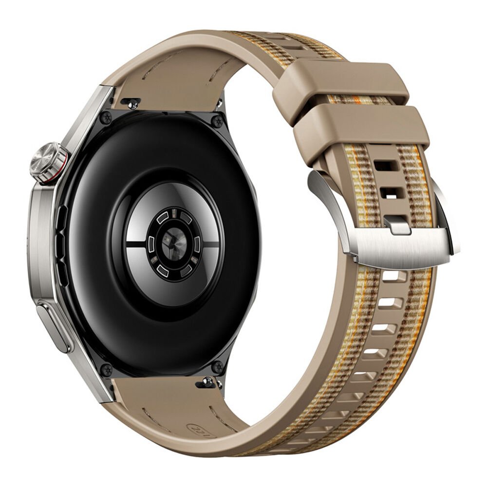 Huawei Watch GT6 Pro 46mm İle Uyumlu Örgü Desen Metal Tokalı Silikon Akıllı Saat Kordonu Kahverengi