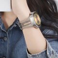 Huawei Watch GT6 Pro 46mm İle Uyumlu Örgü Desen Metal Tokalı Silikon Akıllı Saat Kordonu Kahverengi