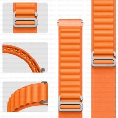 Huawei Watch Ultimate – Watch Buds 22mm Uyumlu Frost Alpine Loop Kordon Turuncu