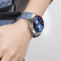 Huawei Watch GT6 Pro 46mm İle Uyumlu Örgü Desen Metal Tokalı Silikon Akıllı Saat Kordonu Mavi