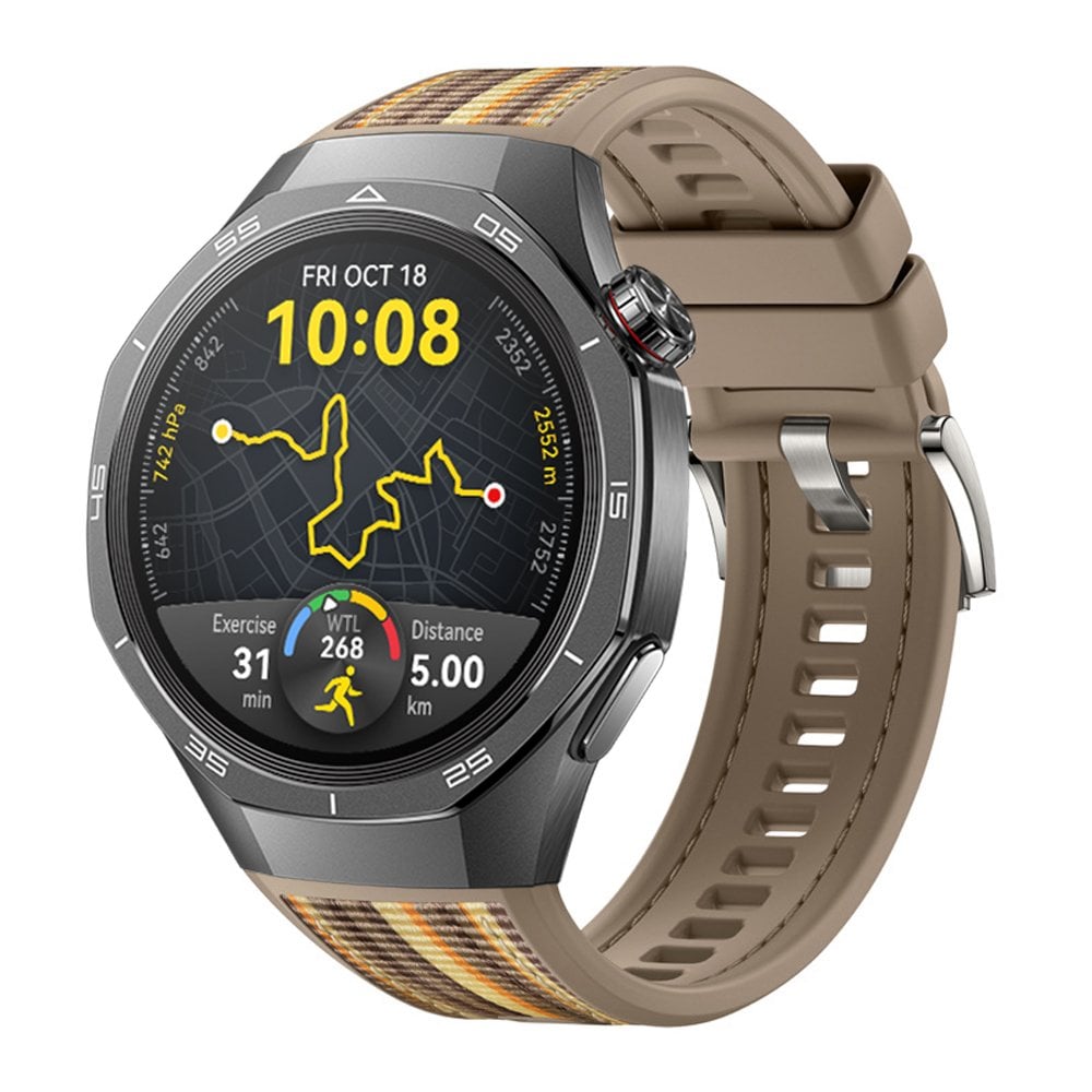 Huawei Watch GT5 Pro 46mm İle Uyumlu Örgü Desen Metal Tokalı Silikon Akıllı Saat Kordonu