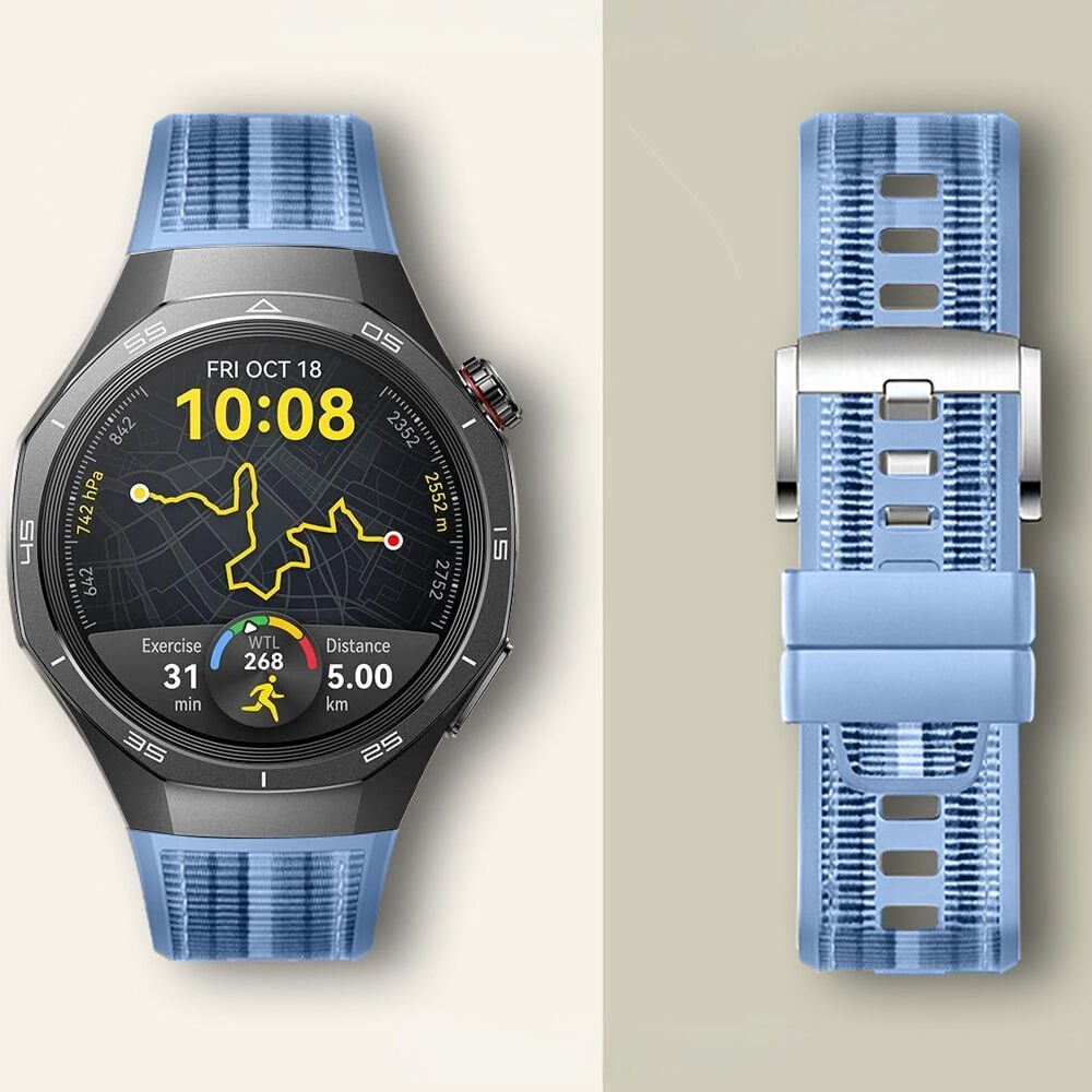 Huawei Watch GT5 Pro 46mm İle Uyumlu Örgü Desen Metal Tokalı Silikon Akıllı Saat Kordonu