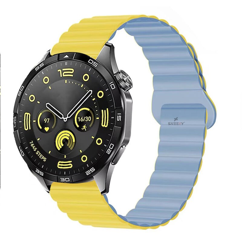 Amazfit Watch GTR 3 Pro-GTR 3-GTR 2e-GTS 2-GTR 47mm 22mm Uyumlu Harmony Duo Magnetik Silikon Kordon Sarı - Sarı