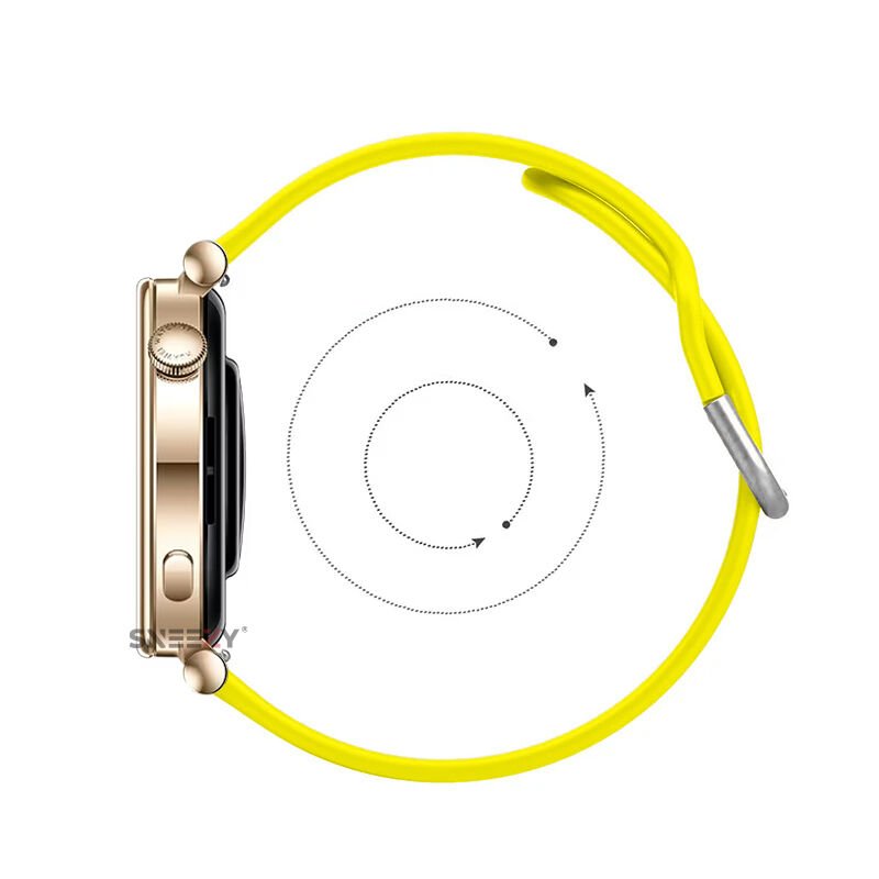 Sneezy Mi Watch S4 41mm İle Uyumlu Yumuşak PureLux Soft Tokalı Silikon Kordon Sarı