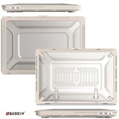 MacBook Pro 16.2 İnç Kılıf M1-M2-M3 A2485-A2780-A2991 Zırh Özellikli Dayanıklı Koruyucu Sert Kılıf Gold-Set2