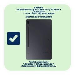 Samsung Galaxy Tab S7 Fe T735 / T737 / T730 12.4 İnç Katlanabilir Kalemlikli Standlı Akıllı Kılıf Siyah - Siyah