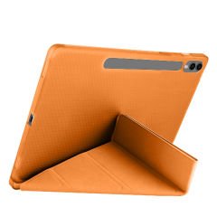 Samsung Galaxy Tab S7 Fe T735 / T737 / T730 12.4 İnç Katlanabilir Kalemlikli Standlı Akıllı Kılıf Turuncu - Turuncu