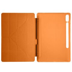 Samsung Galaxy Tab S7 Fe T735 / T737 / T730 12.4 İnç Katlanabilir Kalemlikli Standlı Akıllı Kılıf Turuncu - Turuncu