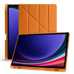 Samsung Galaxy Tab S7 Fe T735 / T737 / T730 12.4 İnç Katlanabilir Kalemlikli Standlı Akıllı Kılıf Turuncu - Turuncu