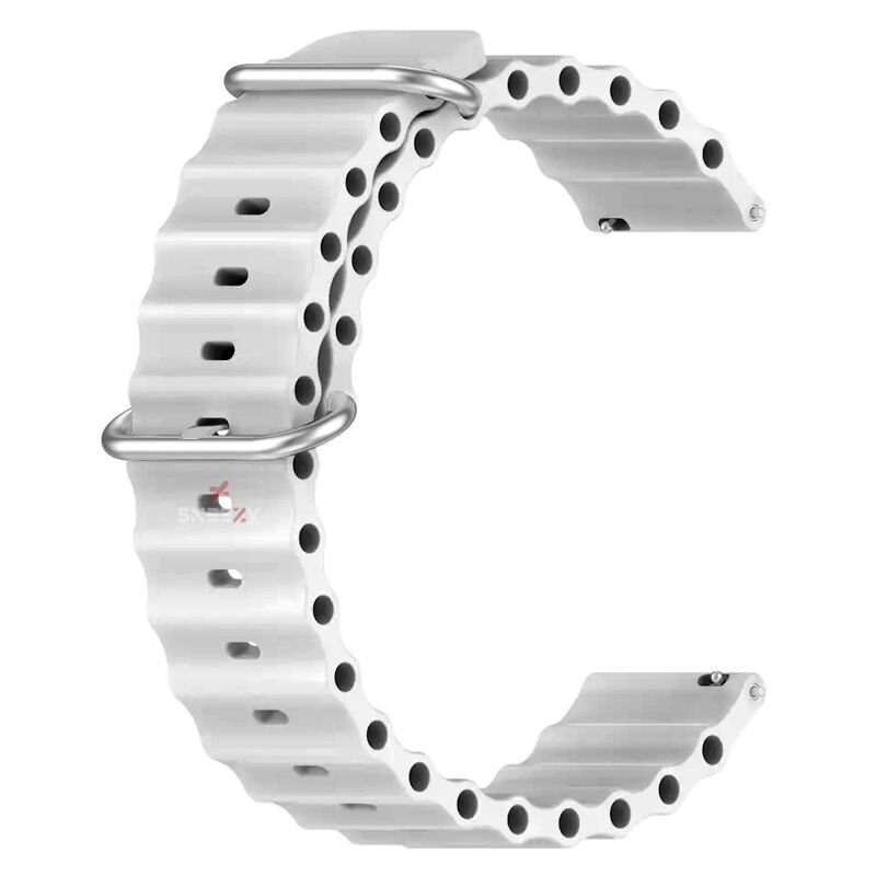 Huawei Watch GT2 Elite-Sport-Classic 46mm-GT2 Pro 22mm Uyumlu Seaflex Ocean Silikon Kordon Beyaz - Beyaz