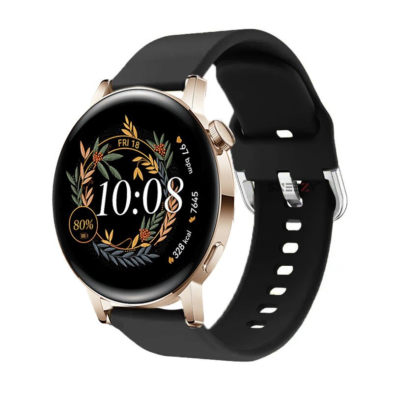 Huawei Watch Gt2 42mm Ile Uyumlu 20mm Purelux Soft Tokalı Silikon Kordon Dayanıklı Spor Stil Siyah