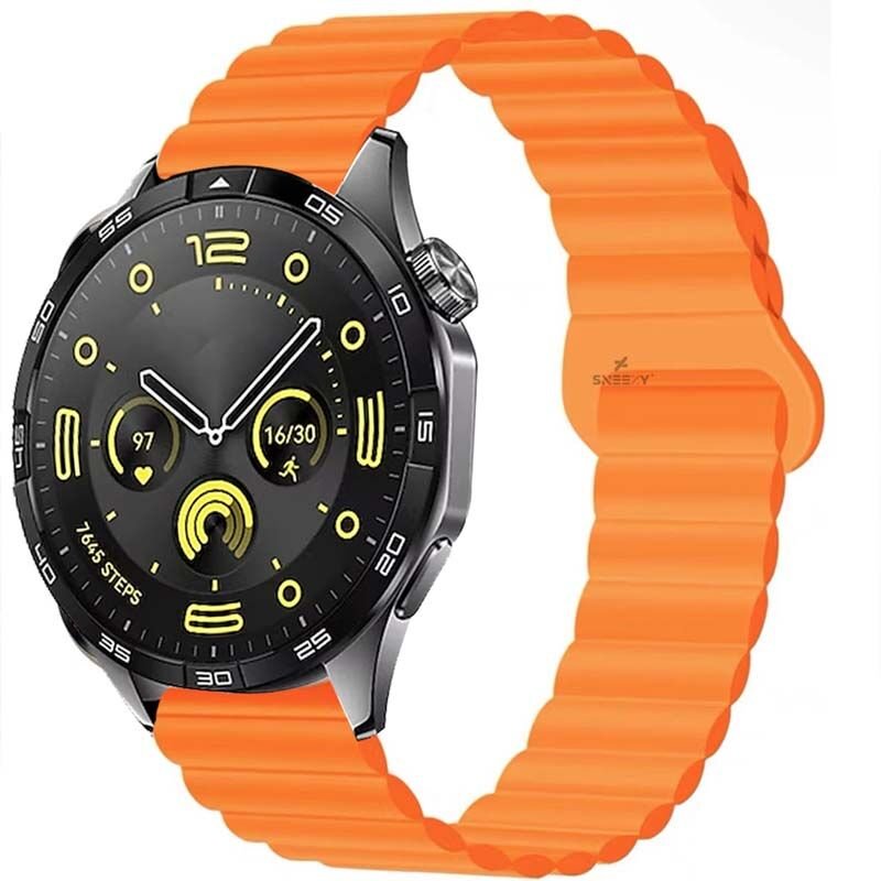 Amazfit Watch GTR 3 Pro-GTR 3-GTR 2e-GTS 2-GTR 47mm 22mm Uyumlu Harmony Duo Magnetik Silikon Kordon Turuncu - Turuncu