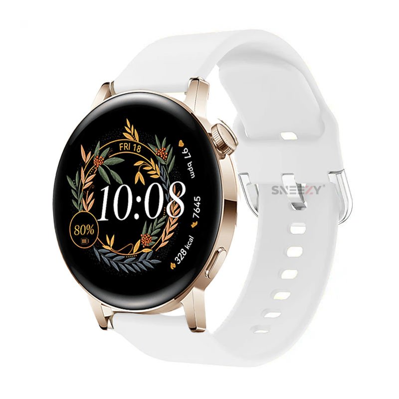 Huawei Watch Gt2 42mm Ile Uyumlu 20mm Purelux Soft Tokalı Silikon Kordon Dayanıklı Spor Stil Beyaz