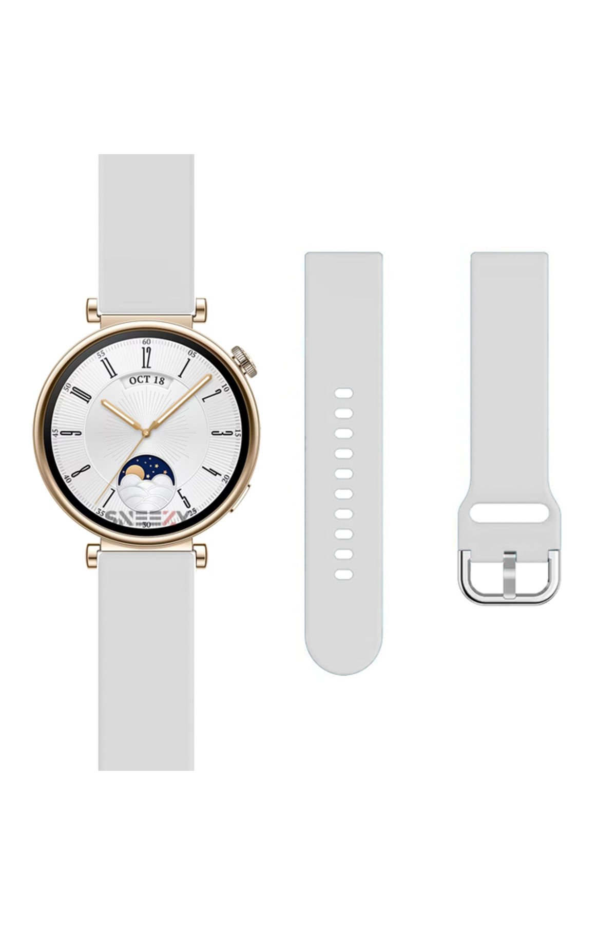 Huawei Watch Gt2 42mm Ile Uyumlu 20mm Purelux Soft Tokalı Silikon Kordon Dayanıklı Spor Stil Beyaz
