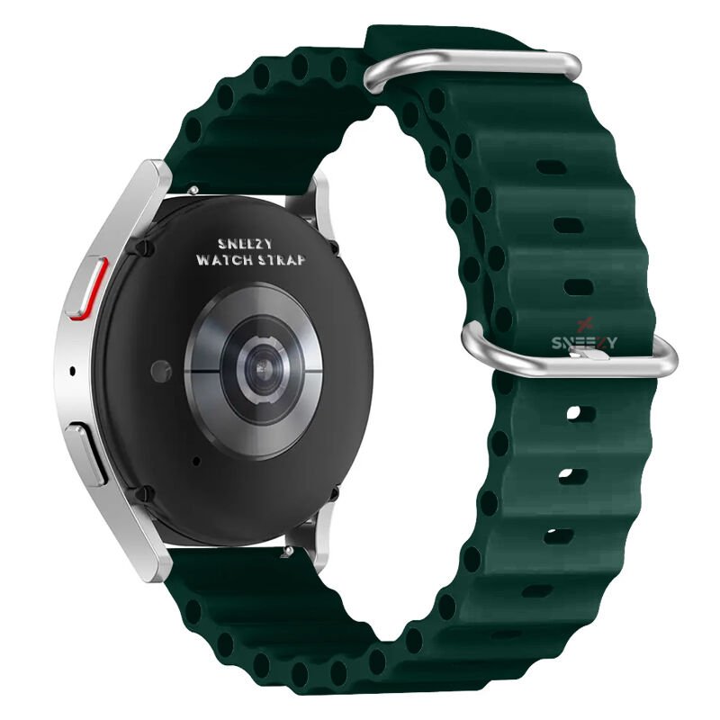 Huawei Watch GT2 Elite-Sport-Classic 46mm-GT2 Pro 22mm Uyumlu Seaflex Ocean Silikon Kordon Haki - Haki