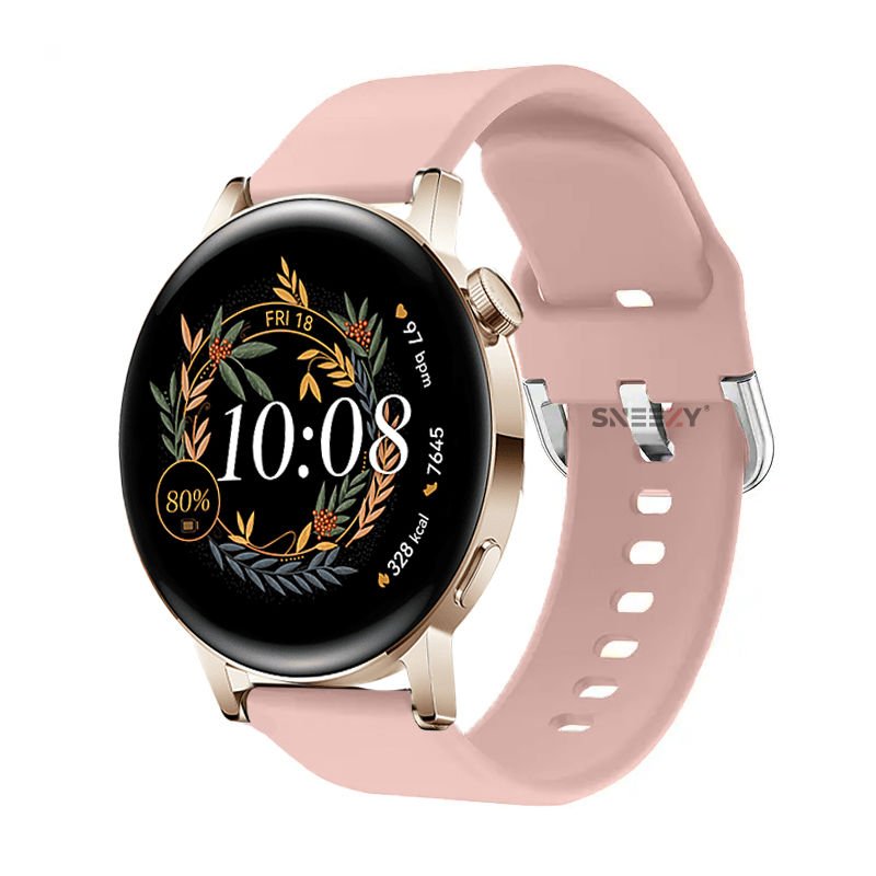 Huawei Watch Gt2 42mm Ile Uyumlu 20mm Purelux Soft Tokalı Silikon Kordon Dayanıklı Spor Stil Pembe Açık