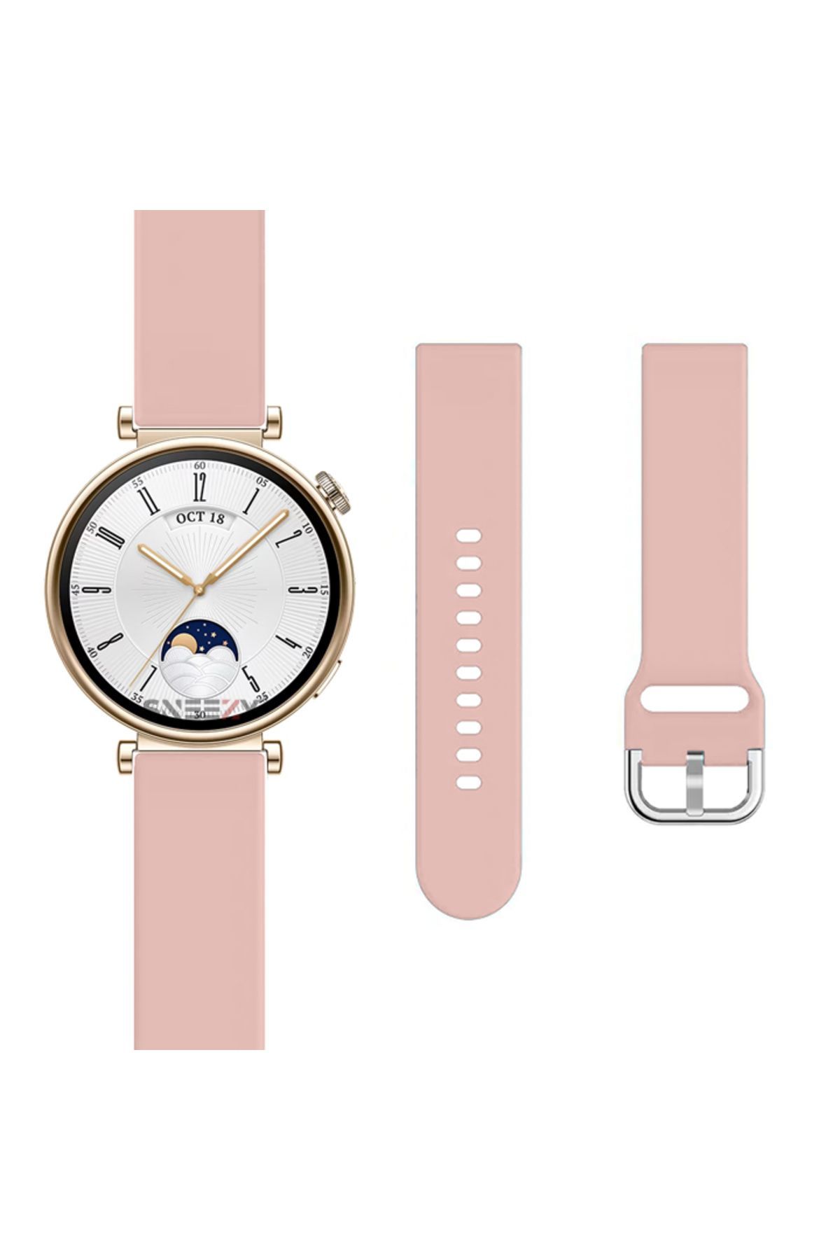 Huawei Watch Gt2 42mm Ile Uyumlu 20mm Purelux Soft Tokalı Silikon Kordon Dayanıklı Spor Stil Pembe Açık