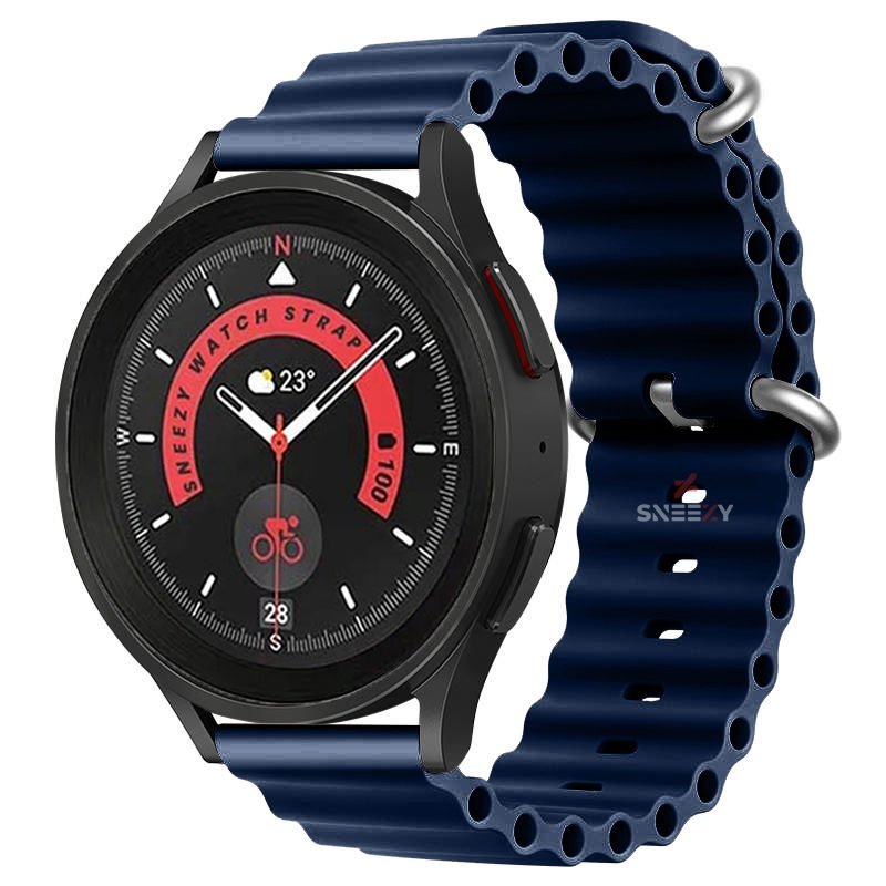 Huawei Watch GT2 Elite-Sport-Classic 46mm-GT2 Pro 22mm Uyumlu Seaflex Ocean Silikon Kordon Lacivert - Lacivert
