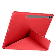 Samsung Galaxy Tab S7 Plus T970 12.4 İnç Katlanabilir Kalemlikli Standlı Akıllı Kılıf Kırmızı - Kırmızı