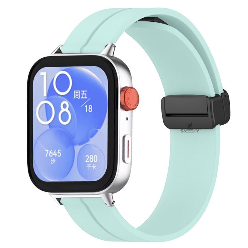 Huawei Watch Fit 3 İle Uyumlu Coastal Manyetik Tokalı Silikon Kordon Mint